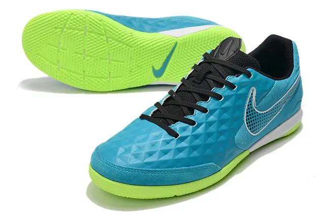 Nike Tiempo Legend Blanc Vert Matelassé Texturé Diamant Supérieur Bas-Coupé Col de Cheville Chaussures de Football Intérieures 4