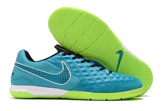 Nike Tiempo Legend Blanc Vert Matelassé Texturé Diamant Supérieur Bas-Coupé Col de Cheville Chaussures de Football Intérieures 6