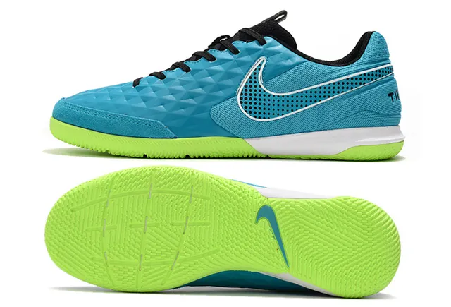 Nike Tiempo Legend Blanc Vert Matelassé Texturé Diamant Supérieur Bas-Coupé Col de Cheville Chaussures de Football Intérieures 7