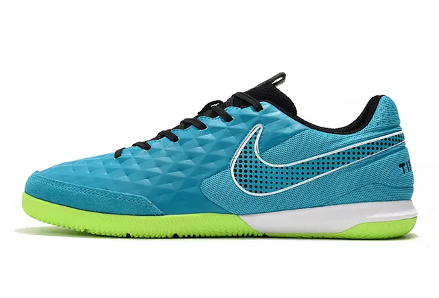 Nike Tiempo Legend Blanc Vert Matelassé Texturé Diamant Supérieur Bas-Coupé Col de Cheville Chaussures de Football Intérieures 8
