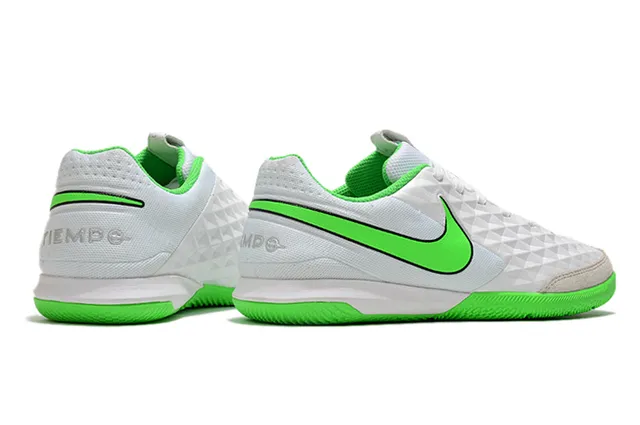 Nike Tiempo Legend Blanc Vert Matelassé Texturé Diamant Supérieur Bas-Coupé Col de Cheville Chaussures de Football Intérieures 12