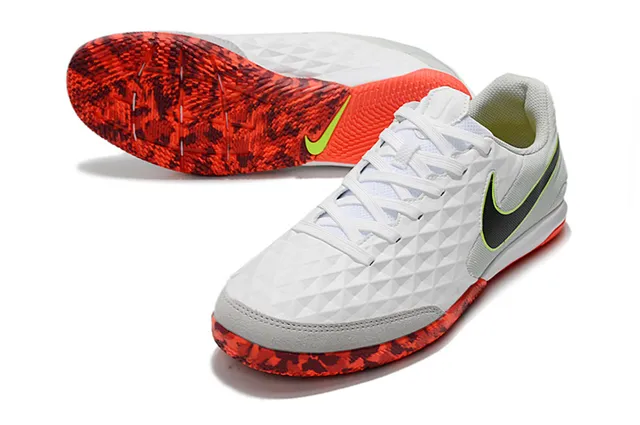 Nike Tiempo Legend Blanc Vert Matelassé Texturé Diamant Supérieur Bas-Coupé Col de Cheville Chaussures de Football Intérieures 24