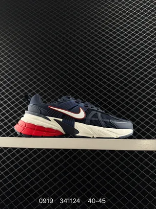 Nike V2K RUN Navy Red Layered Synthetic Cage Wave-Shaped Midsole Chunky Sneakers 2