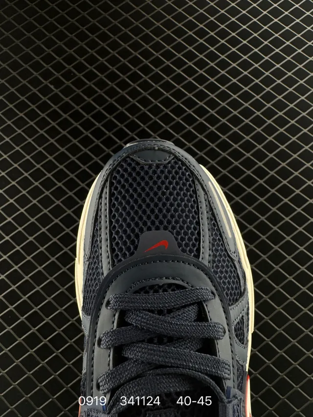 Nike V2K RUN Navy Red Layered Synthetic Cage Wave-Shaped Midsole Chunky Sneakers 3