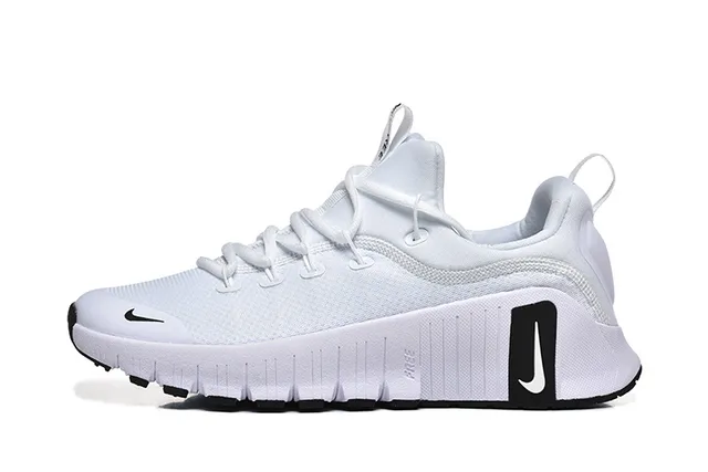 Nike White and Black Ribbed Midsole Lifestyle Sneaker 6