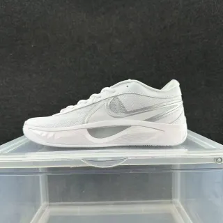 Nike White and Silver Low-Top Mesh-and-Synthetic Basketball Shoes