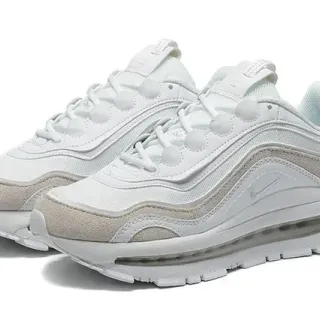 Nike White Beige Layered Synthetic Overlays Translucent Air Unit Lifestyle Sneakers