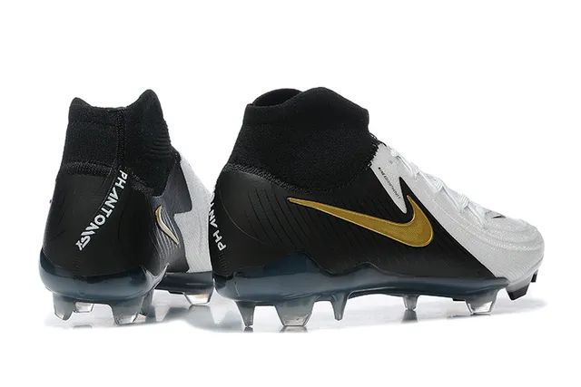 Nike Branco Preto Corte Alto Colar Ajuste Meia Lacê Assimétrica Ground Firme Sapatos de Futebol 5