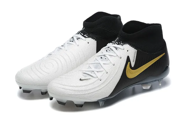 Nike Branco Preto Corte Alto Colar Ajuste Meia Lacê Assimétrica Ground Firme Sapatos de Futebol 8