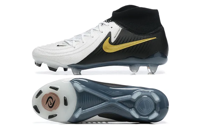 Nike Branco Preto Corte Alto Colar Ajuste Meia Lacê Assimétrica Ground Firme Sapatos de Futebol 9