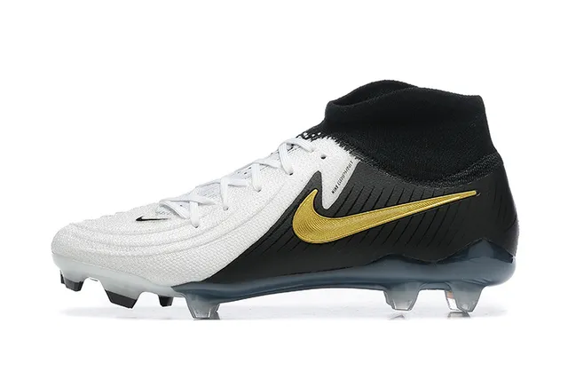 Nike Branco Preto Corte Alto Colar Ajuste Meia Lacê Assimétrica Ground Firme Sapatos de Futebol 10