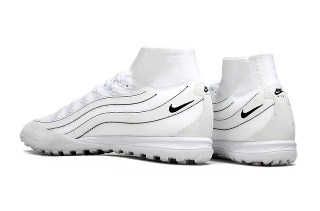 Nike Zapatos de fútbol turf con upper de knit blanco y negro high-top 4