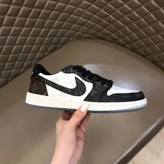 Nike White Black Low-Top Monogram-Print Overlay Lifestyle Sneakers
