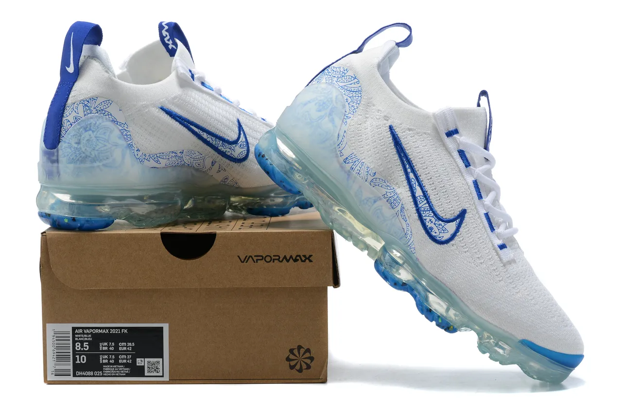 Nike White Blue Engineered Knit Upper Embroidered Swoosh Lifestyle Sneakers 15