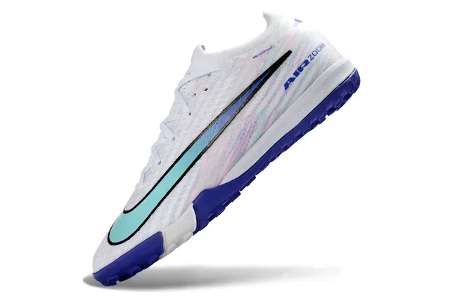 Nike Tênis de futebol turf branco e azul upper knit swoosh iridiscente 3