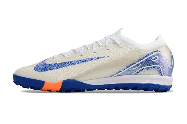 Nike Chaussures de football turf avec upper de knit et overlays synthétiques blanc et bleu 5