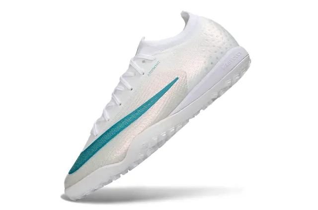 Nike White Blue Knit Upper Teal Accent Stripe Turf Soccer Shoes 3