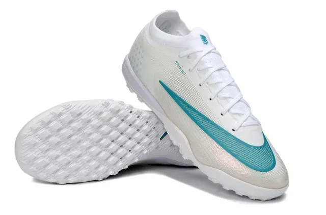 Nike White Blue Knit Upper Teal Accent Stripe Turf Soccer Shoes 4