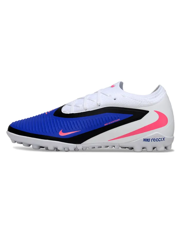 Nike White Blue Low-Cut Synthetic Upper Textured Forefoot Cage Artificial-Grass Soccer Shoes 5