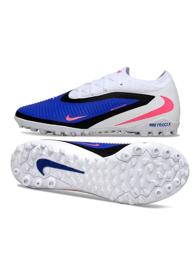 Nike White Blue Low-Cut Synthetic Upper Textured Forefoot Cage Artificial-Grass Soccer Shoes 7