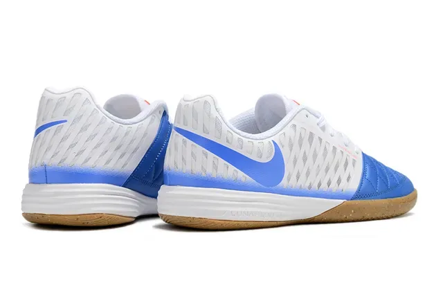 Nike White Blue Quilted Toe Cap Diamond-Mesh Side Panel Indoor Soccer Shoes 5