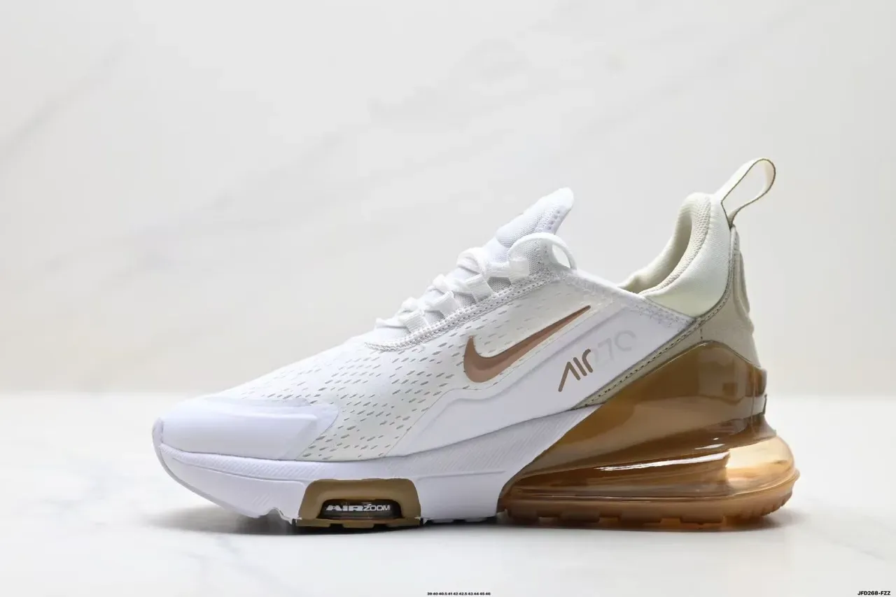 Nike White Gold Perforated Engineered Mesh Upper Translucent Amber Air Unit Lifestyle Sneakers 7