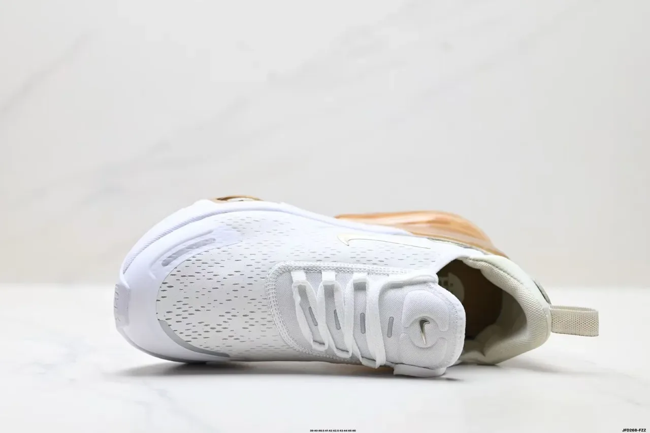Nike White Gold Perforated Engineered Mesh Upper Translucent Amber Air Unit Lifestyle Sneakers 8