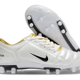 Nike White Gold Quilted Synthetic Upper Low-Cut Silhouette Firm-Ground Soccer Shoes
