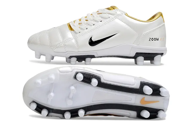 Nike White Gold Quilted Synthetic Upper Low-Cut Silhouette Firm-Ground Soccer Shoes 5