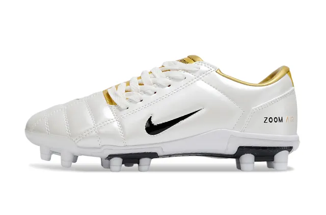 Nike White Gold Quilted Synthetic Upper Low-Cut Silhouette Firm-Ground Soccer Shoes 8