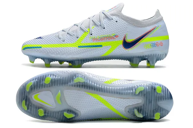 Nike blanco verde ingenierizada malla superior dinámico ajuste cuello terreno firme fútbol zapatos 3