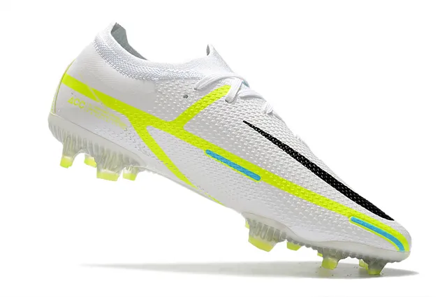 Nike blanco verde ingenierizada malla superior dinámico ajuste cuello terreno firme fútbol zapatos 10
