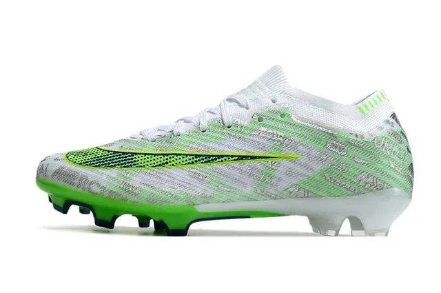 Nike Chaussures de football blanc vert upper tricot semelle translucide ground ferme 6