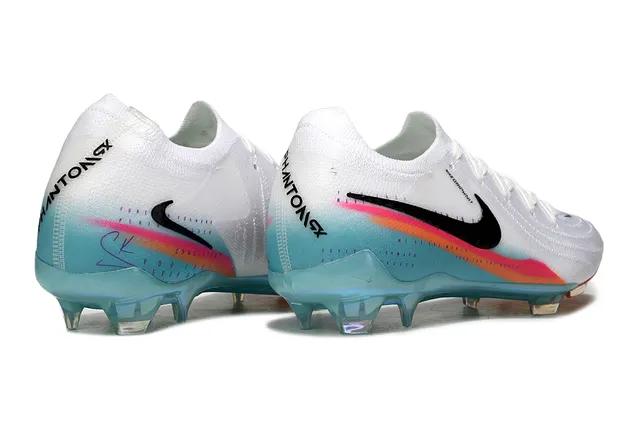 Nike White Multicolor Low-Cut Knit Upper Iridescent Gradient Sole Firm-Ground Soccer Shoes 2