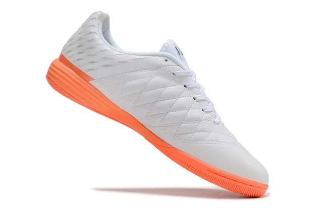 Nike White Orange Quilted Toe Cap Hyperfuse Mesh Panels Indoor Soccer Shoes 2