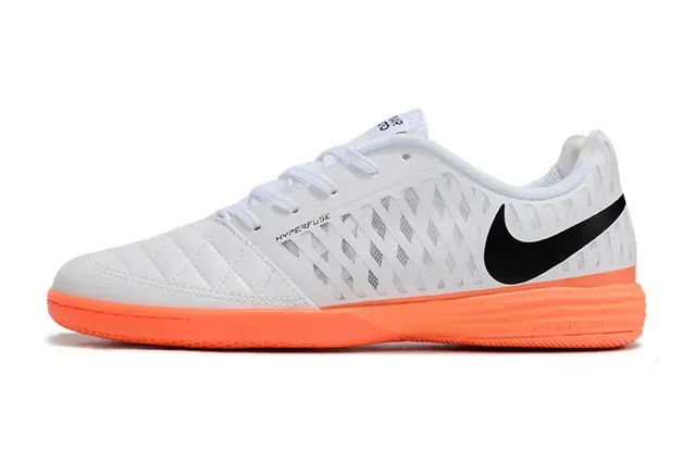 Nike White Orange Quilted Toe Cap Hyperfuse Mesh Panels Indoor Soccer Shoes 3