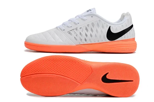 Nike White Orange Quilted Toe Cap Hyperfuse Mesh Panels Indoor Soccer Shoes 4