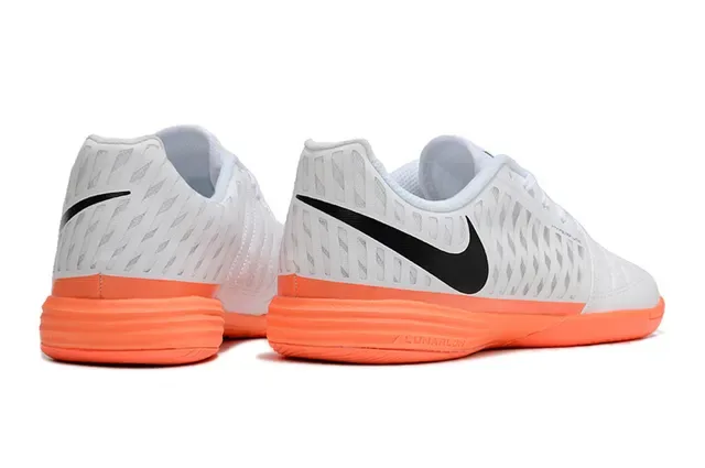 Nike White Orange Quilted Toe Cap Hyperfuse Mesh Panels Indoor Soccer Shoes 5