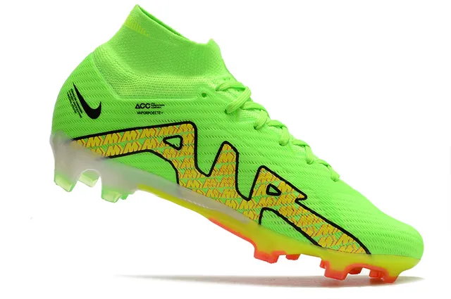Nike blanc rose coupe haute Flyknit Collar Neon Graphic Cage Firm-Ground chaussures de football 4