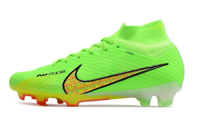 Nike blanc rose coupe haute Flyknit Collar Neon Graphic Cage Firm-Ground chaussures de football 6