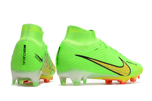 Nike blanc rose coupe haute Flyknit Collar Neon Graphic Cage Firm-Ground chaussures de football 8