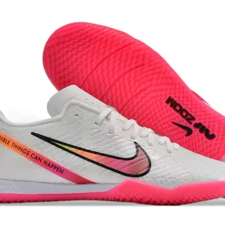 Nike White Pink Low-Top Synthetic Mesh Upper Indoor Soccer Shoes