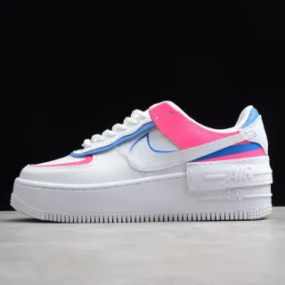 Nike White Pink Platform Sole Textured Leather Upper Lifestyle Sneakers