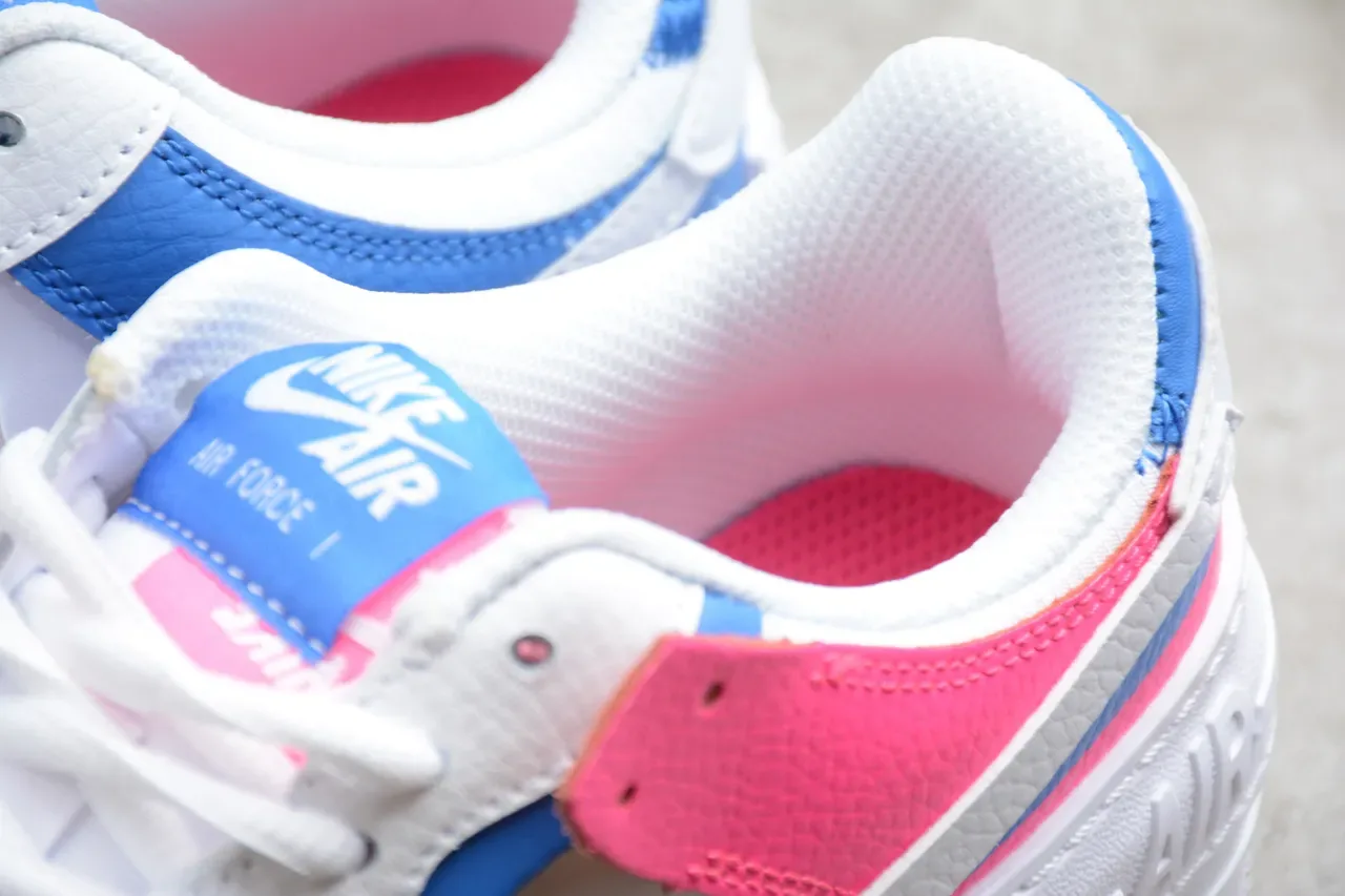 Nike White Pink Platform Sole Textured Leather Upper Lifestyle Sneakers 7
