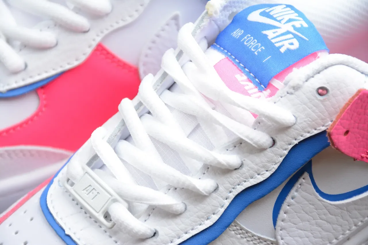 Nike White Pink Platform Sole Textured Leather Upper Lifestyle Sneakers 8