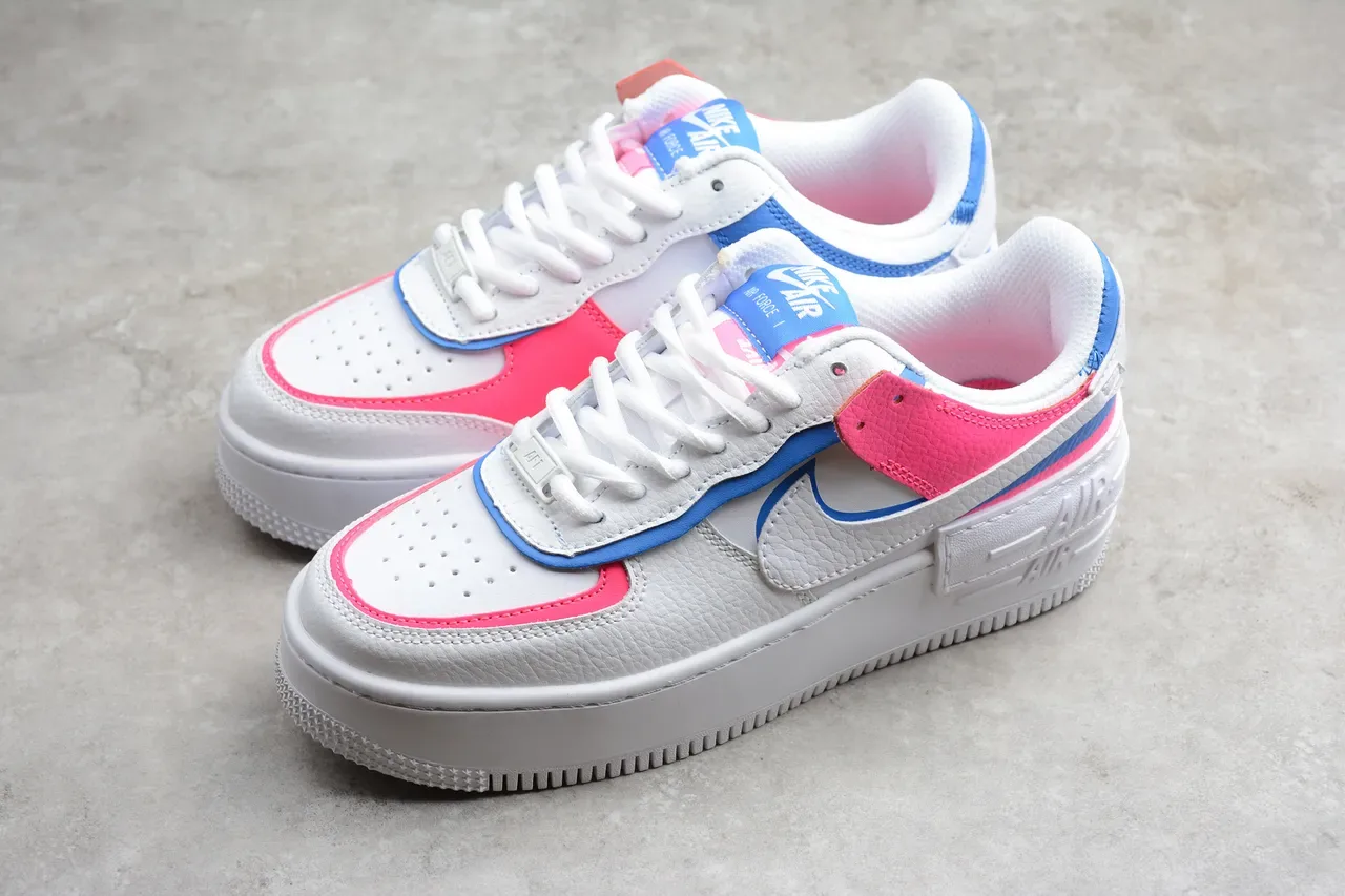 Nike White Pink Platform Sole Textured Leather Upper Lifestyle Sneakers 10