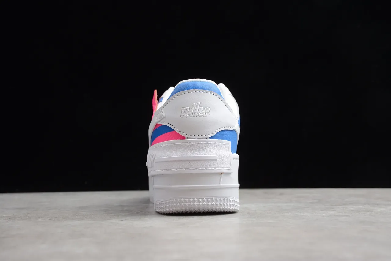 Nike White Pink Platform Sole Textured Leather Upper Lifestyle Sneakers 11