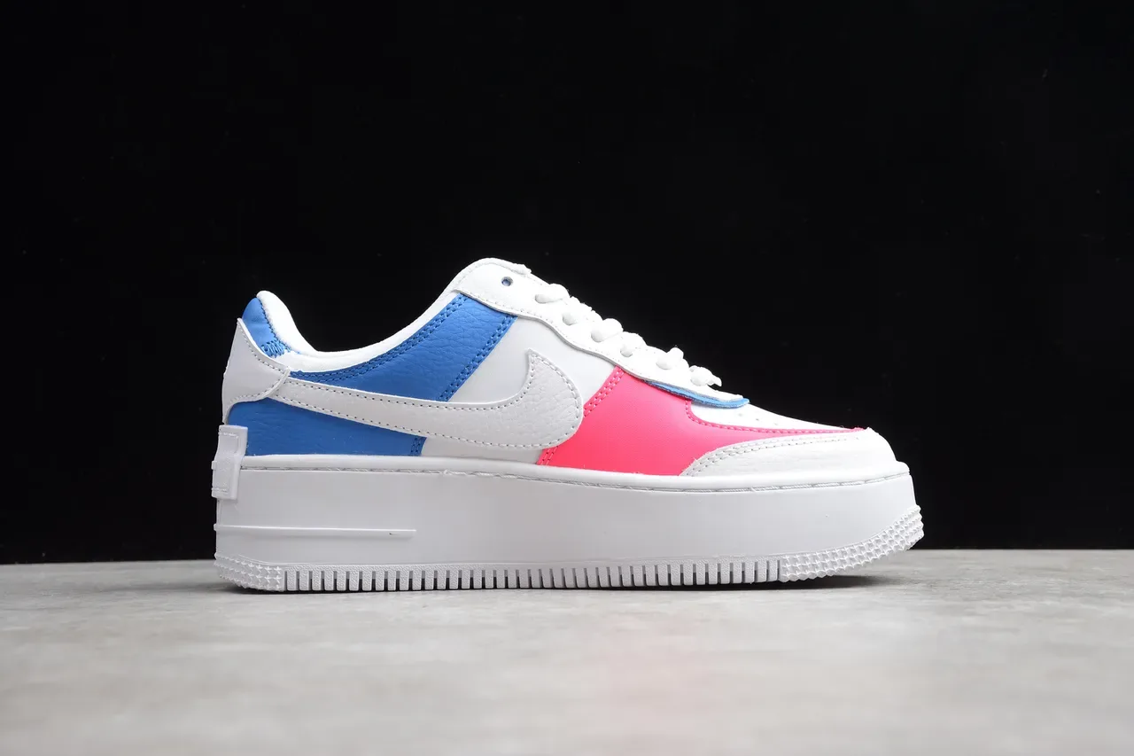 Nike White Pink Platform Sole Textured Leather Upper Lifestyle Sneakers 14