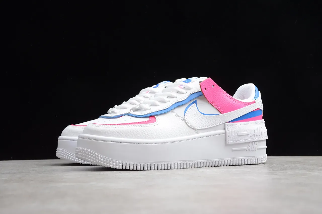 Nike White Pink Platform Sole Textured Leather Upper Lifestyle Sneakers 15