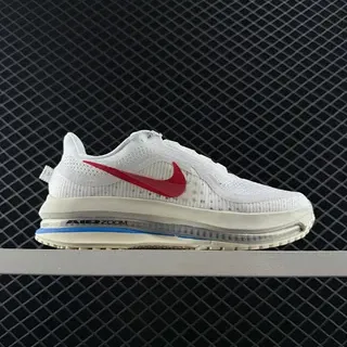 Nike White Red Engineered Mesh Upper Visible Air Zoom Unit Running Shoes